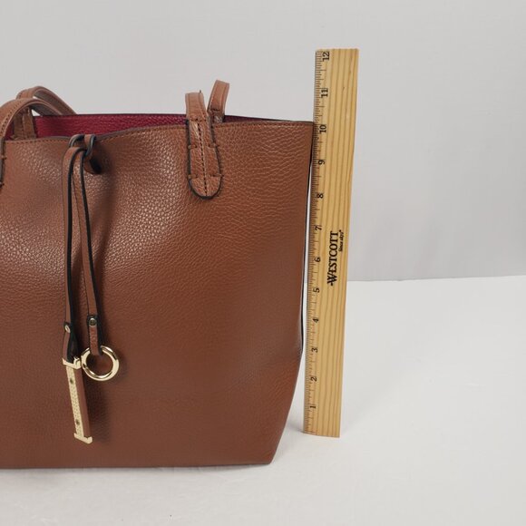 Kris Ana Reversible Handbag Camel Tan Red Key Ring Tote Bucket - Picture 14 of 16